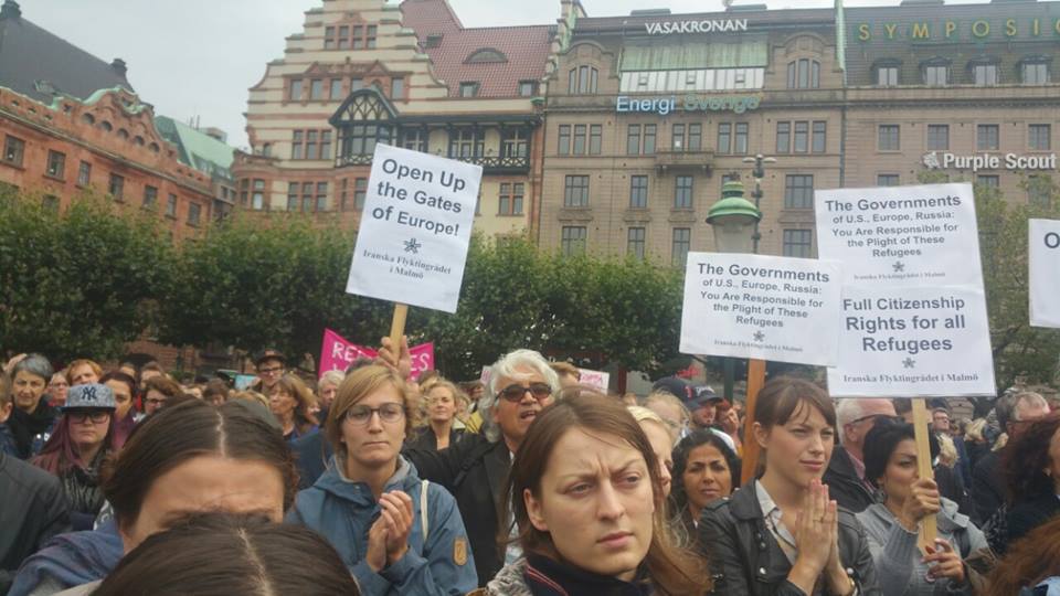 گزارشی از برگزاری تظاهرات در حمایت از پناهجویان در شهر مالمو
